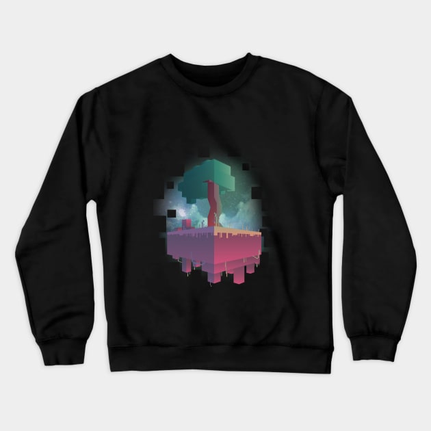 3D Pixels in Space Crewneck Sweatshirt by Gerce